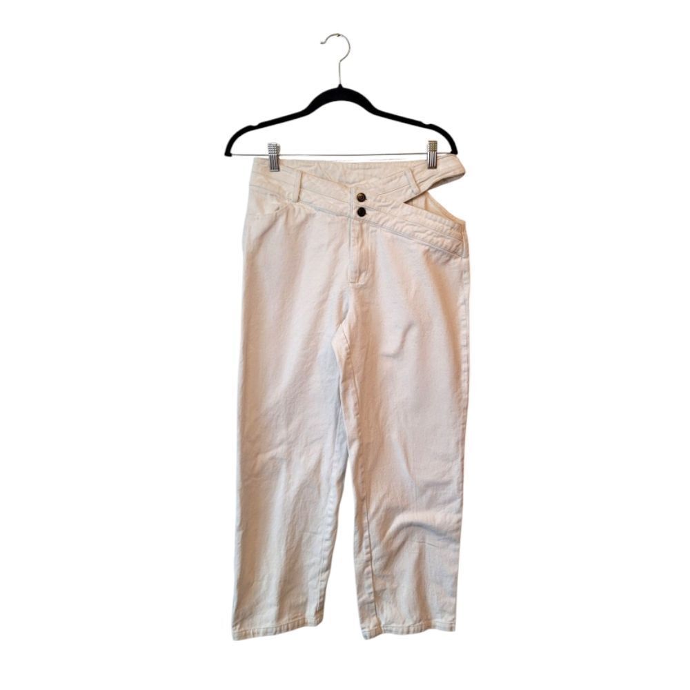 Cider Cream Denim Hip Cut Out Straight Leg Jeans Size L